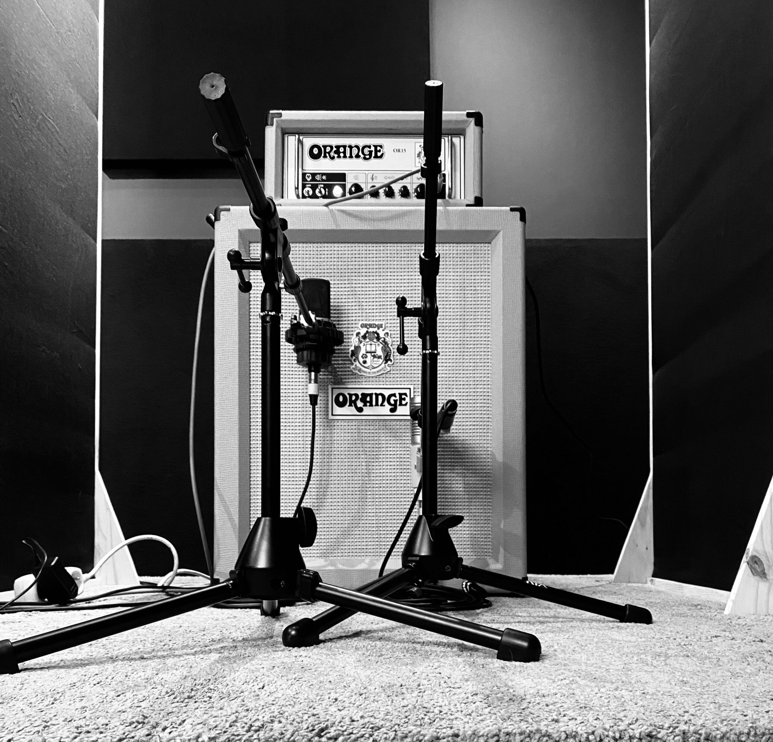 Enregistrement guitare avec ampli Orange et tête d’ampli Orange au AR Studio à Gondecourt